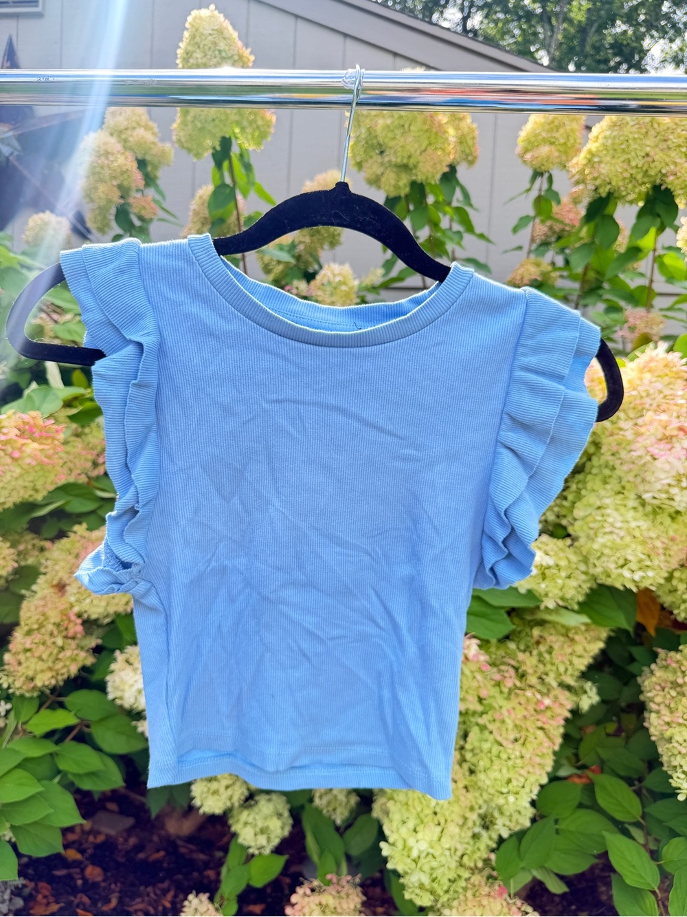 Zara Light Blue Ruffle Sleeve Tee